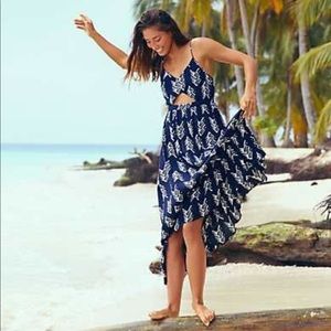 Aerie Cut-Out Maxi Dress Blue Sz Small